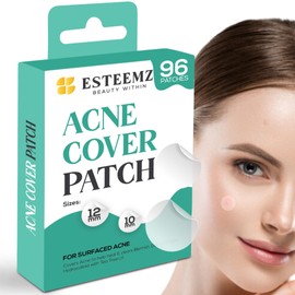 ESTEEMZ Advanced Invisible Pimple Patches for Face (96 Pack) - Hydrocolloid Patches with Tea Tree Oil - Vegan Friendly Acne Patches for Face - 2 Size Pimple Patch Stickers (10mm, 12mm)