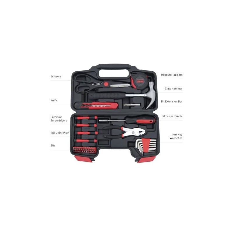 Hantinstom 39-Piece Household Tools Kit Essential Home Repair Set with