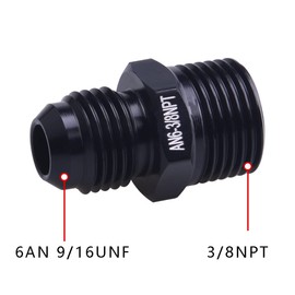 CNRAQR Straight 6AN Male Flare to 3/8NPT Pipe Fitting Adapter Aluminum Black 2Pcs