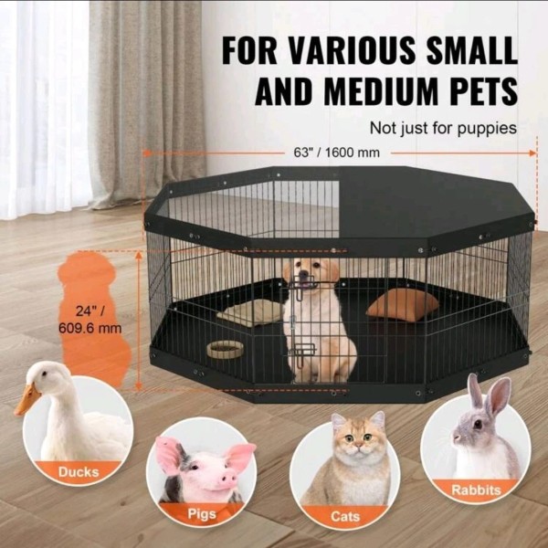 vevor Dog Playpen 8 Panels Foldable Metal Dog Exercise Pen