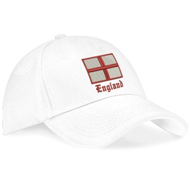 Purple Print House Embroidered St Georges Cross Cap Unisex Baseball Hat Rugby Country English Travel Patriot Football Supporter, One Size, Black/Red