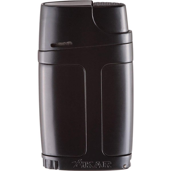 Xikar ELX Double Jet Flame Lighter, Ergonomic Design, Built-in 9mm Cigar Punch, Black