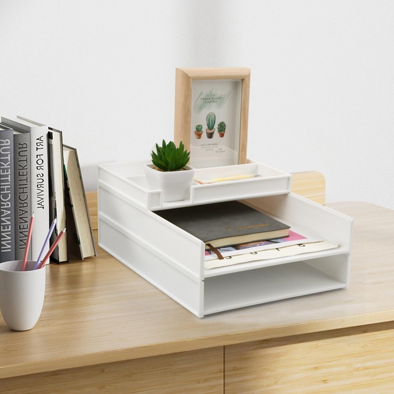 Wisebom 3-Tier Letter Tray Organiser Stackable, Plastic A4 Paper Trays,