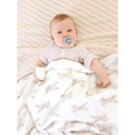Gunnaicat Double Layered 100% Cotton Muslin Baby Blanket Ultra-Soft 40x40 Inch Swaddling Nursery Crib Blanket(Bunny)