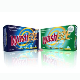 WashEZE (10 Ct) All in One Laundry Sheets Scented - Detergent-Fabric Softener-Stain Fighter - Static Guard Soap Sheet -All in One Detergent Sheet- Travel and Dorm Friendly