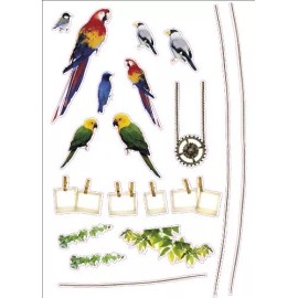 Beauticom Parrot Birds Artwork Kids Living Bedroom Decor Wall Sticker Decal 15"W X 23"H