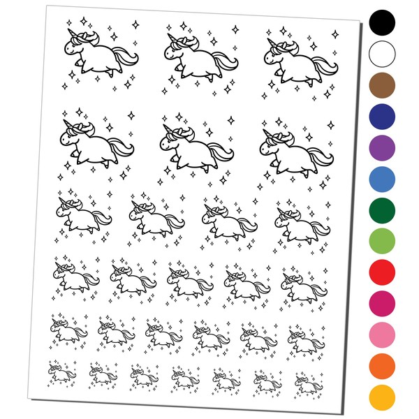 Chubby Unicorn with Stars Temporary Tattoo Water Resistant Fake Body
