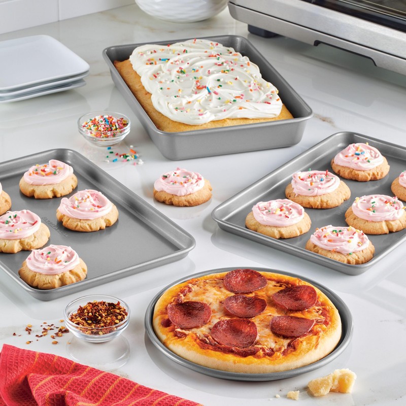 Farberware Bakeware Steel Nonstick Toaster Oven Pan Set, 4-Piece Baking