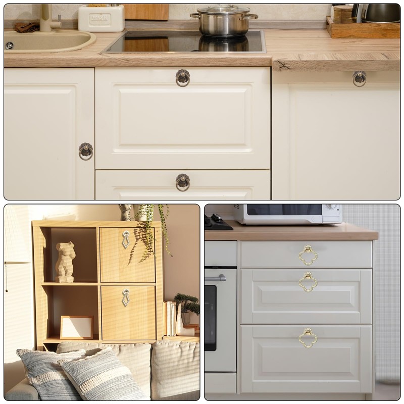 sourcing map 4 Sets Modern Drawer Pull Handles Drop Ring