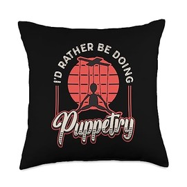 Puppetry Designs for Puppeteer I'd Rather Ventriloquist Dummy Puppetry Throw Pillow, 18x18, Multicolor