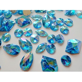 300pcs mixed shape size deep blue crystal sew on rhinestones Acryl loose Beads hand sewing strass
