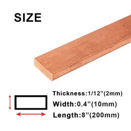 Ququyi Pure Copper Flat Stock 1/12" T 0.4" W 8" L Copper Sheet Metal for Jewelry, Crafts, Repairs, Electrical