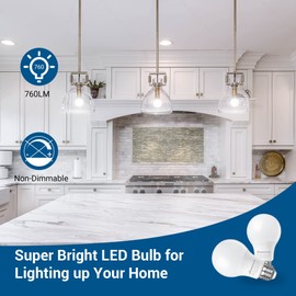 DEWENWILS 8-Pack A19 LED Light Bulb, 760LM, 5000K Daylight LED Light Bulbs, 9 Watt(60 Watt Equivalent), E26 Medium Screw Base, Non Dimmable, UL Listed