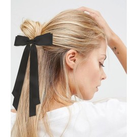 Hair Clips for Women Girls Cute Hair Pins with Bows Hair Ribbons for Long Tail Butterfly Barrettes Bowknot Cute Hair Accessories Black, 4 Pack