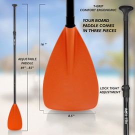 SereneLife Stand Up Paddle-Board Adjustable Paddle - Adjustable Water Paddle Oar for SLSUPB135 Free-Flow Inflatable SUP Stand Up Water Paddle-Board PRTSLSUPB135PDL