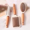 【Natural Craftsmanship】3-Piece Beechwood Handle Comb Set - Long Cushion Square/Oval