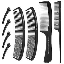 Shoonlo 4 Peines para Cabello Lacio para Mujer y Hombre, Peine Cola de Rata+ Peines Delgado+ 2 Peine Barbero, Cepillos y Peines para Cabellos Finos y Gruesos, Uso en Seco y Mojado