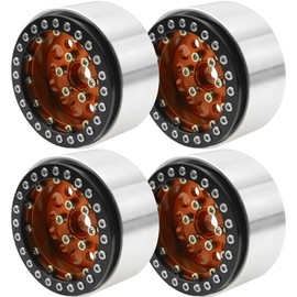 4Pack ShareGoo Aluminum Alloy 1.9" Beadlock Wheel Rims Hubs Compatible with Traxxas TRX4 Axial SCX10 RCAWD D90 D110 Tamiya CC01 1/10 RC Crawler Car (Orange)
