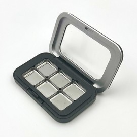 Mini Acrylic Window Magnet Lip Balm Eyeshadow Blush Empty Palette Tin Case 6-Compartment 2ea