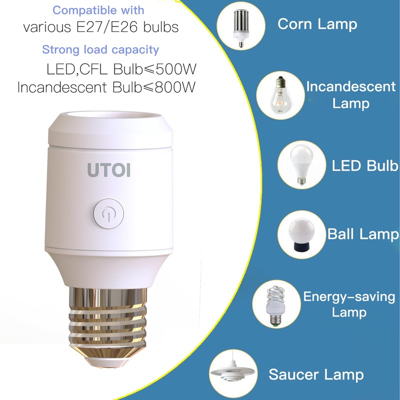 UTOI Remote Control Light Bulb Socket with Remote, 656ft Range