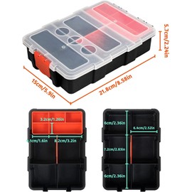 INHEMING Compartment Small Parts Organizer, 22 compartments Storage Box, Sortmaster Assortment Box, For Screws, Nuts, Nails, Drills, Small Toys 21.8 x 15 x 5.7 cm