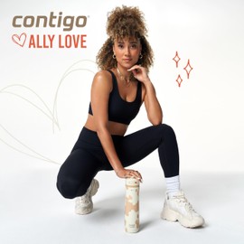 Contigo x Ally Love Stainless Steel Vacuum-Insulated Water Bottle with AUTOSPOUT Easy-Clean Lid Leak-proof Drinking Keeps drinks cold for 24 hours BPA-Free 24oz. Ashland Chill 2.0 Licorice