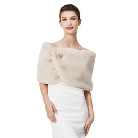 BEAUTELICATE Faux Fur Scarf Stole Bolero Fur Women For Women Wedding Bridal Evening Bridal Scarf Bridal Stole, Upgrade - Champagne