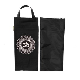 Bolsa de Arena de algodón sin Relleno para Yoga (7,5 x 17 Pulgadas) para Pesas de Yoga y Entrenamiento de Resistencia, diseño Espiritual OM Hindu, Negro, Om Print