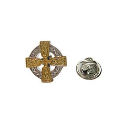 Kiola Designs Gold and Silver Toned Celtic Cross Lapel Pin