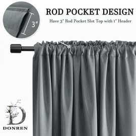 DONREN Medium Grey Small Curtains for Bathroom -Blackout Thermal Insulating Curtain Tiers for Bedroom with Rod Pocket(42 by 36 Inches,2 Panels)