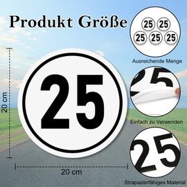 Aufkleber Geschwindigkeits Schild 25 kmh schild aufkleber nach §58 StVZO 25 kmh schild aufkleber für PKW Traktor LKW Pferdeanhänger Anhänger Wohnwagen (10)