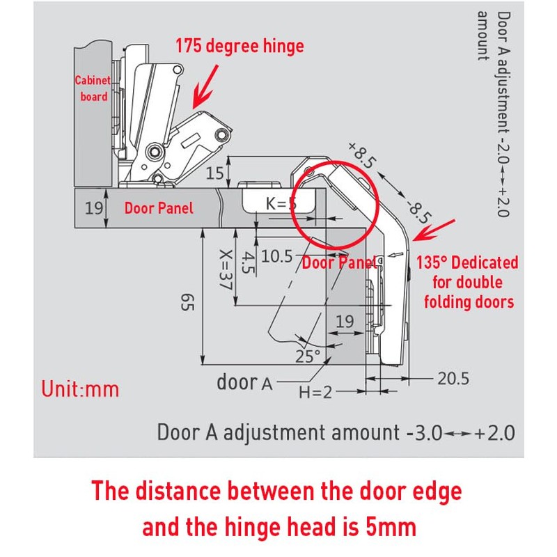 TamBee 135 Degree Corner Hinges Kitchen Cabinet Hinges Cupboard Hinges
