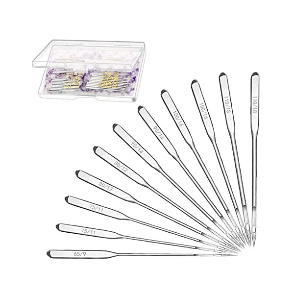 80 Pcs Sewing Machine Needles, Universal Heavy Duty 6 Sizes 65/9 75/11 80/12 90/14 100/16 110/18 Ballpoint Singer Brother Janome Sewing Machine Needles Sewing Accessories with Box