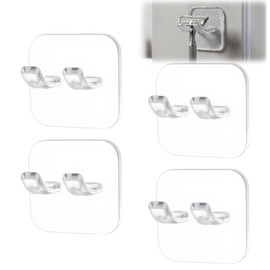 Xelsluthe 4 Pcs Razor Holder for Shower Wall Razor Hanger Waterproof Self Adhesive Shaver Hooks Removable Reusable Loofah Holder Hooks for Bathroom, Kitchen, Transparent
