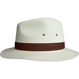Men's Unisex Natural Fedora Summer Sun Hat with Faux Leather Band, Cream, Medium (58cm)