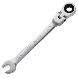 B4B BANG 4 BUCK 3/8 Wrench, Flex-Head Ratcheting Combination Wrench Industrial Grade 72 Teeth 12 Point Ratchet Box Ended and Open End Spanner Tools, SAE