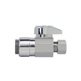 BrassCraft 1/2 in. Nom Push Connect Inlet x 3/8 in. OD Comp Outlet 1/4-Turn Straight Stop