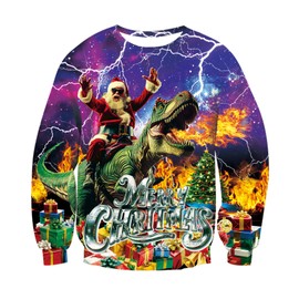 Loveternal Unisex Ugly Christmas Jumper 3D Print Ugly Christmas Sweater Long Sleeve Xmas Jumper S-3XL, 1 Christmas 1