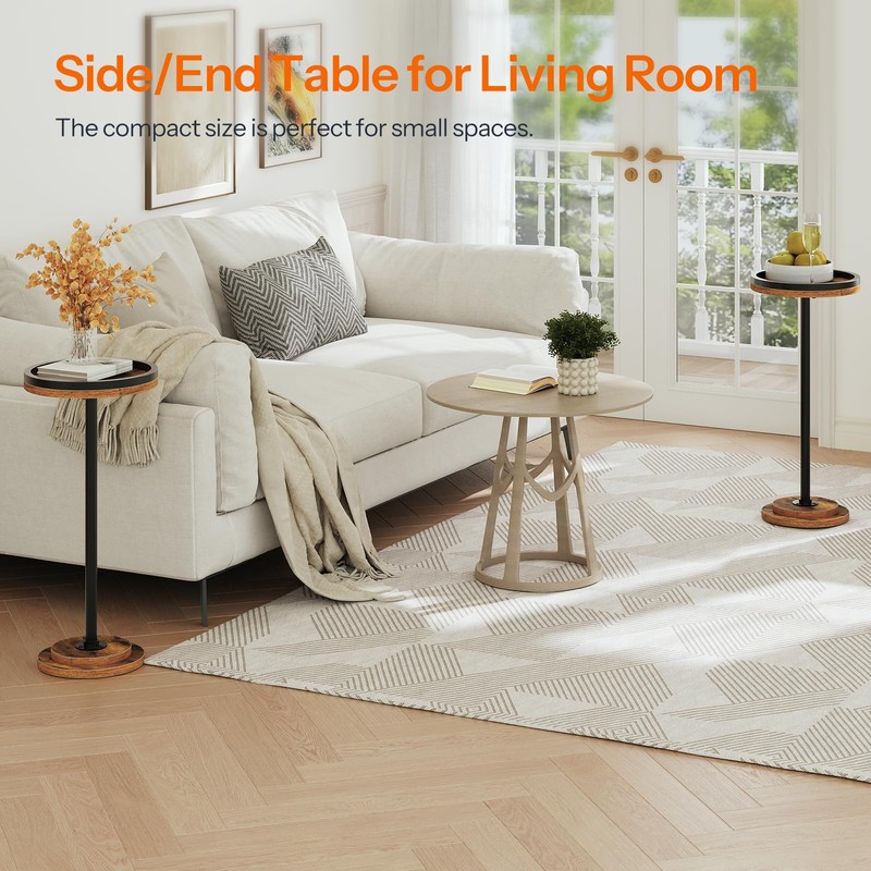 HOOBRO Small Round Side Table, Drink Table, Coffee Martini Table