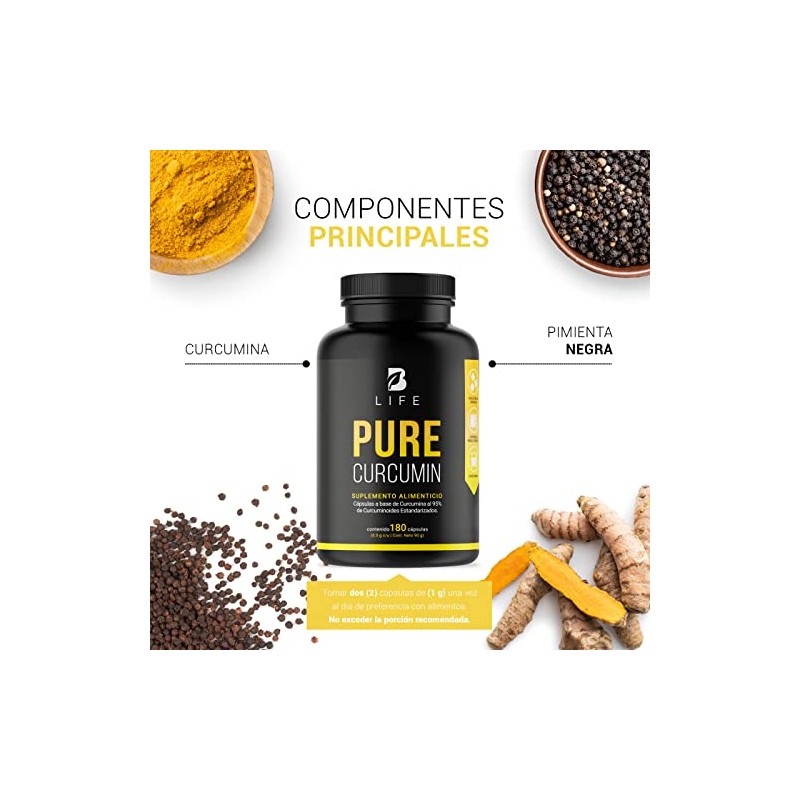 B Life Curcumina Pura de 180 cápsulas