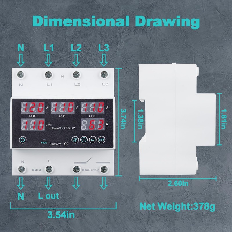 Automatic Transfer Switch, 110V 63A Auto Transfer Switch Real-time Monitoring