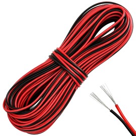 65.6ft 2pin 22AWG Electrical Wire, 22/2 20m Low Voltage Red and Black Wire