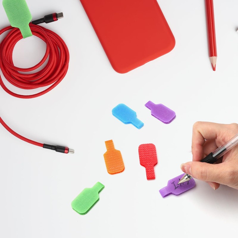 APOMOONS Pack of 40 Cable Labels, Cable Velcro, 8 Colours,