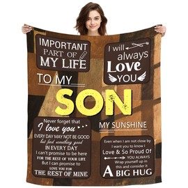 ACAROMAY To My Son Gifts Throw Blanket Presents for Son Christmas Birthday Gift for Boy Men Soft Flannel Blanket Home Decoration (Son)