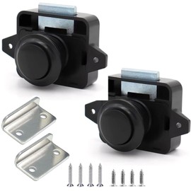 MejaRizon Push Lock Zinc Alloy Push Lock, Keyless RV Cabinet Locks with Large Push Button, Camping Cabinet Lock Suitable for Cupboard, Wooden Cabinet, Motorhome (Black)