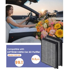 2 Pack C401 Replacement Filter Compatible with LUFTRUM Air Purifier C401a Car, With H13 HEPA Filter and Activated Carbon Filters