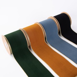 CSZD RIBBON Black Velvet Wired Ribbon 4 Inch Wide*10Y Black and Gold Double Sided Velvet Wired Ribbon for Christmas Tree Wreaths Gift Wrapping Bows Gralands Home Decor Crafts (Black)