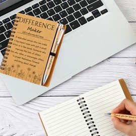 Clabby 2 Pcs Thank You Gift for Employee Colleagues Teacher Kraft Paper Notebook and Wooden Ballpoint Inspirational Notebook with Bamboo Pen Leaving Gifts Employee Appreciation Gift