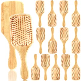 15 Pcs Bamboo Hair Brushes Bulk Wooden Large Paddle Brush Anti Static Round-tipped Detangling Brush for Valentine's Day Unisex Massage Styling Makeup Wedding Christmas Birthday Gifts