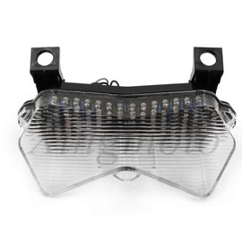 AfterMokit Replacement LED Tail Light Integrated with Turn Signals for Kawasaki Ninja ZX-6R ZX-6RR ZX600 ZX636 2003-2004 Z1000 2003-2006 Z750 2004 and Up 6 inch Hole Center Clear Lens